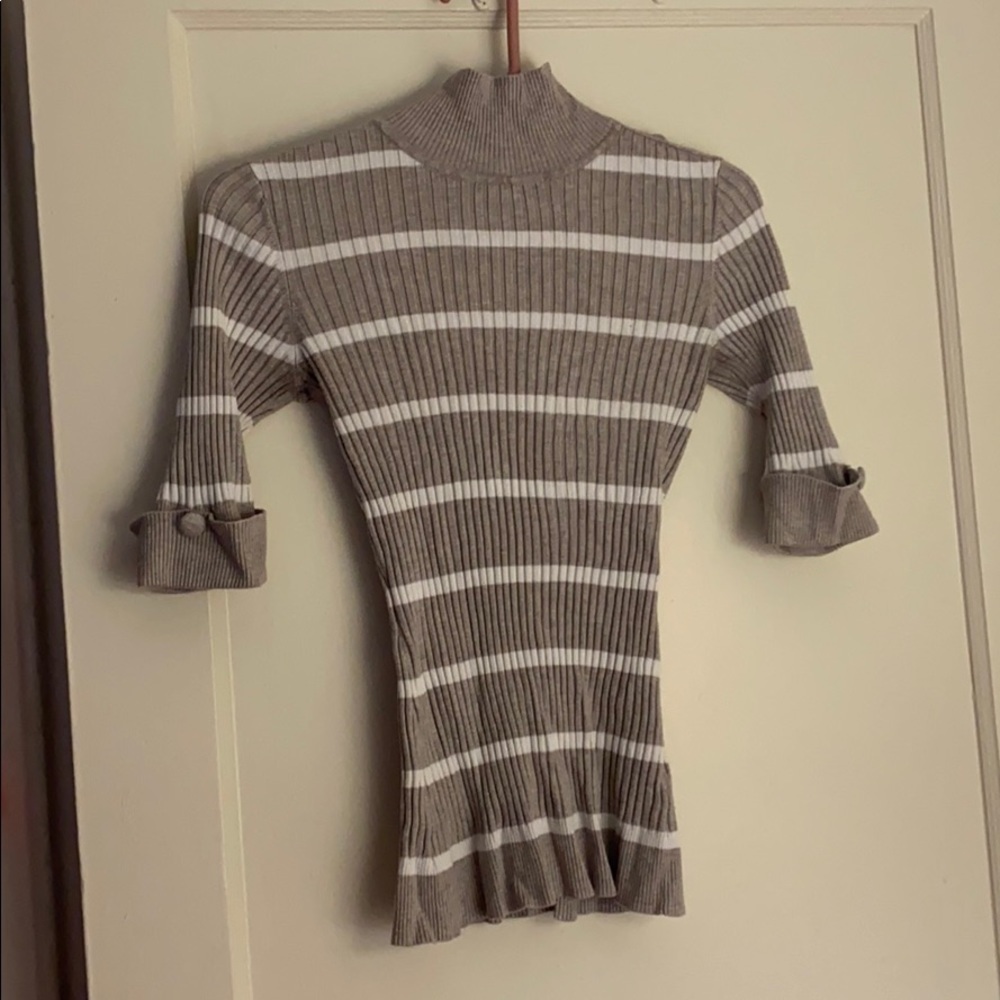 INC gray and white striped turtleneck shirt sz: M